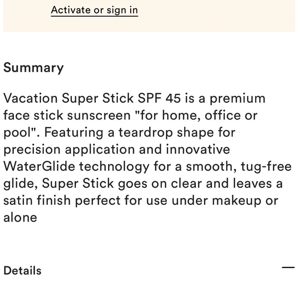 Vacation Super Stick SPF 45 Face Stick